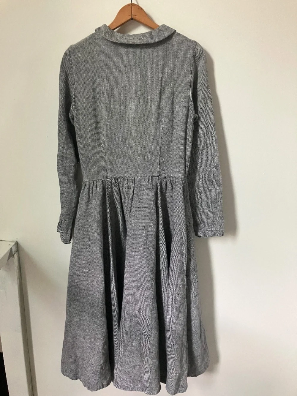 Son de Flor twill linen classic dress in grey moon